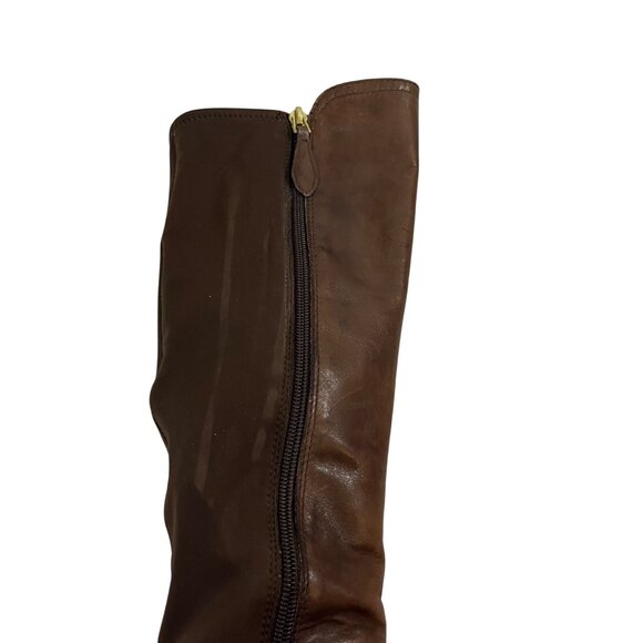 Franco Sarto boots women's 6 brown leather Marielle round toe side zip - Picture 4 of 13